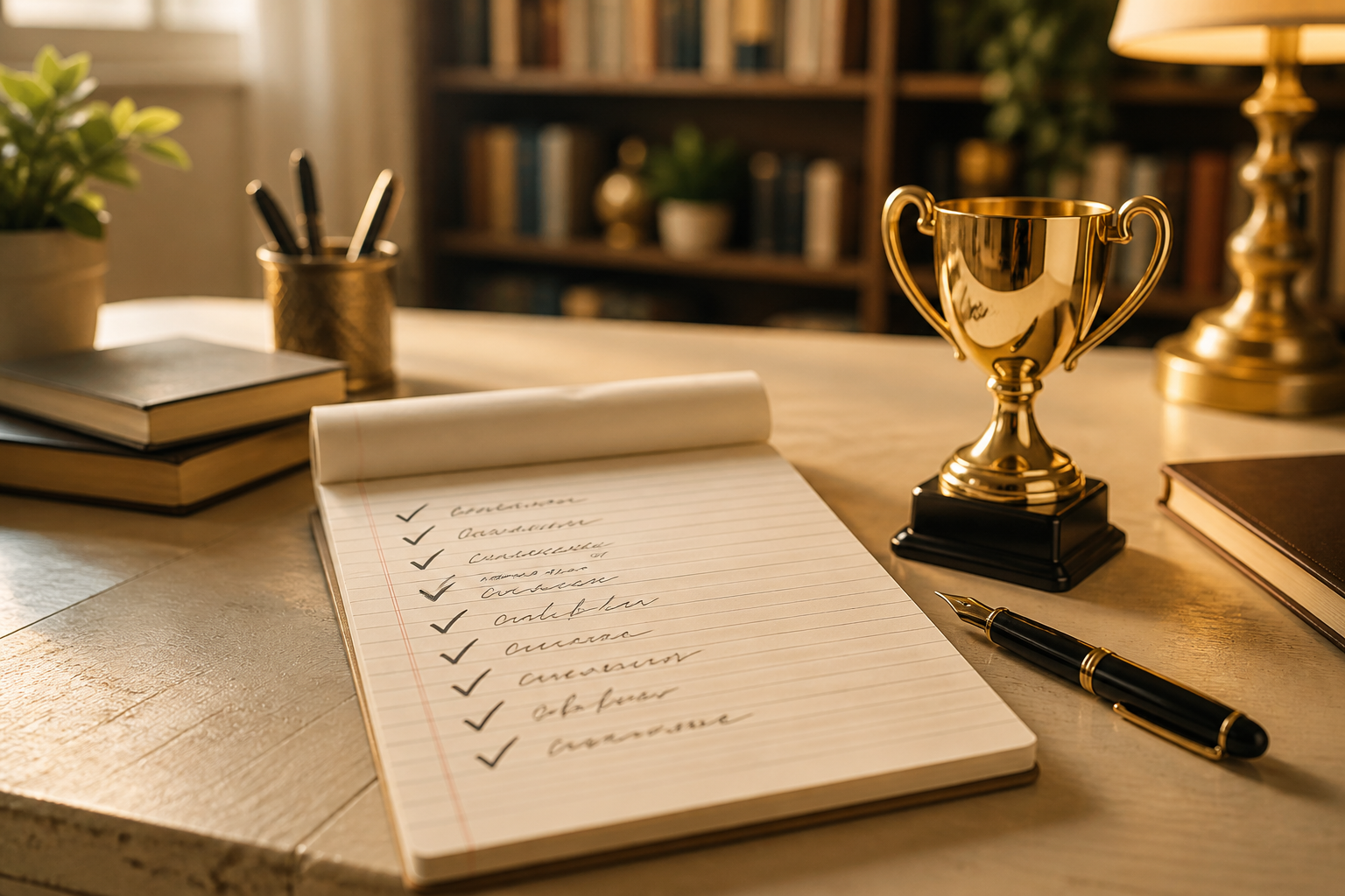 All checked list with trophy